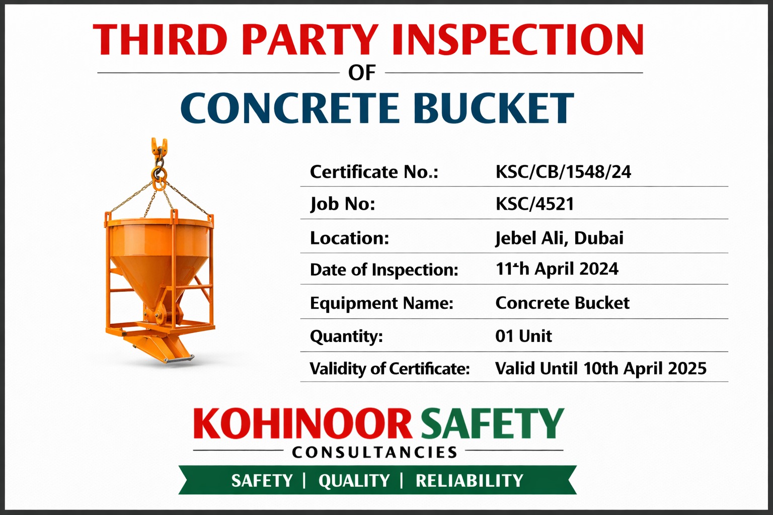Third Party Inspection of Concrete Bucket